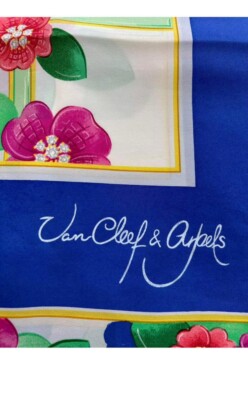 Van Cleef & Arpels シルク スカーフ S5# van cleef arpels Silk scarf florale 34 inch made in France | eBay