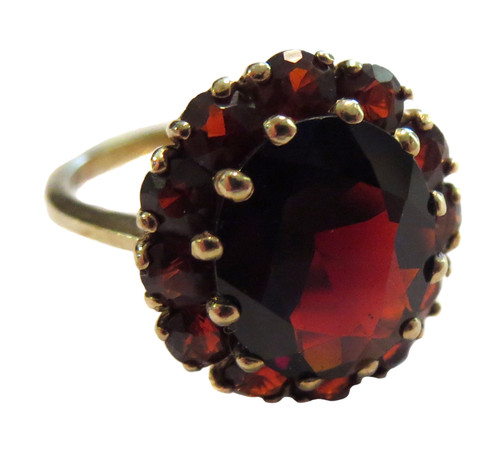 GARNET & STERLING Silver GILT Ring Antique - VICTORIAN