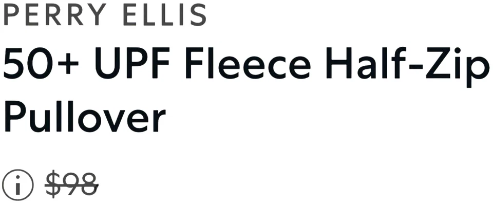 NEW PERRY ELLIS SPORT, MEN'S SMALL, HALF-ZIP UPF50🔵FLEECE SWEATER, MSRP $98.00! - Image 2 of 4