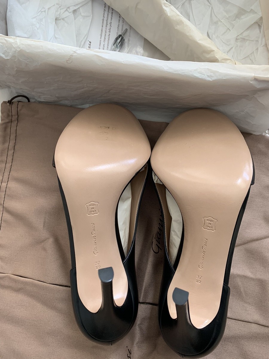 Gianvito Rossi Designer Black Leather High Heels Size 38