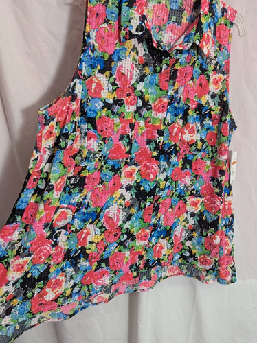 NWT KIM ROGERS Multi Floral Sleeveless Button Up Tunic Top Size 3X X1 - Picture 3 of 5