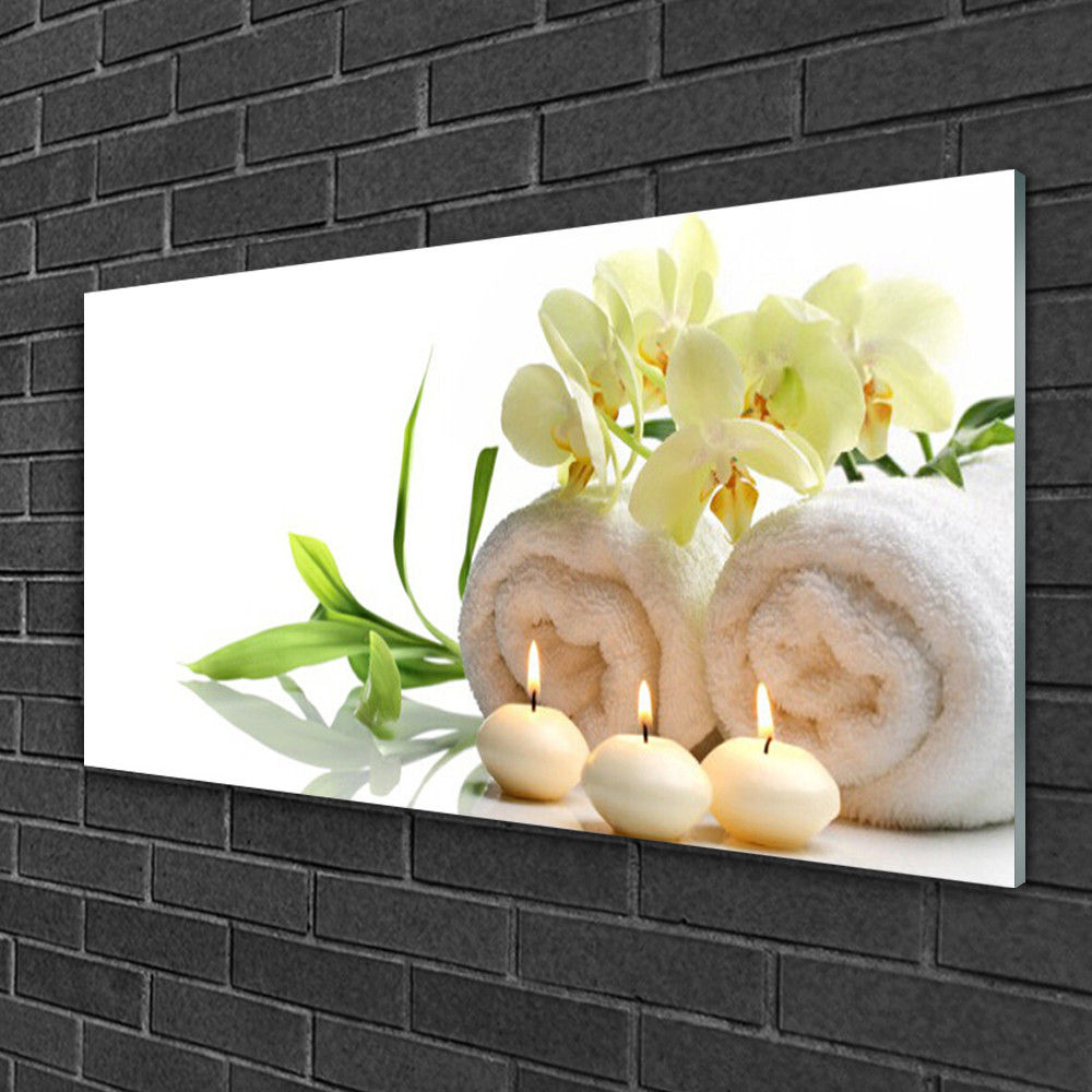 Image sur verre Tulup 100x50 Haute Définition Thème Relaxation Bougies et Pétales