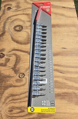 NOS VINTAGE 2001 Husky Tools 18pc Metric & SAE Bit Socket Set 3/8'' drive 95018