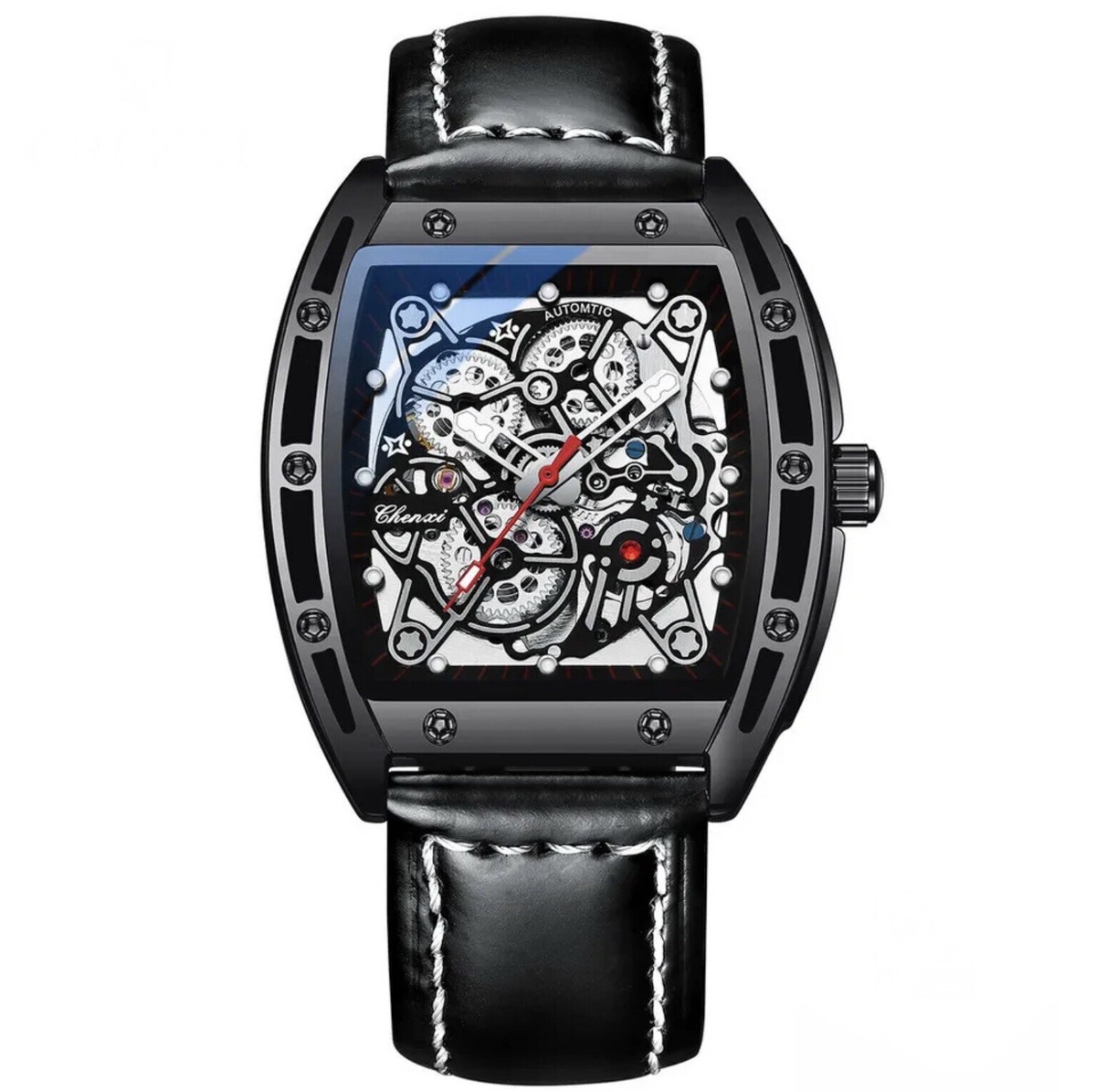 「cinakoto」 CHENXI Men's Skeleton Automatic Mechanical Tonneau Shaped