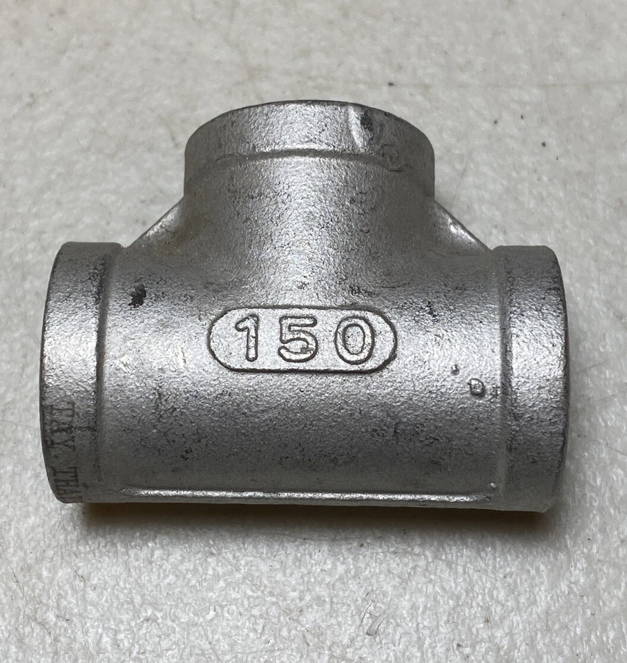 (Qty 5) 1/2 Inch Threaded Pipe Tee 316 Stainless Steel 150 lb - Image 3 of 4