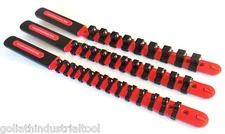 3 GOLIATH INDUSTRIAL ABS PLASTIC SOCKET RAIL HOLDER ORGANIZER 1/4 3/8 1/2" RED