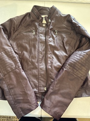 Maralyn & Me, Maroon, Juniors Faux Leather Jacket, XLarge