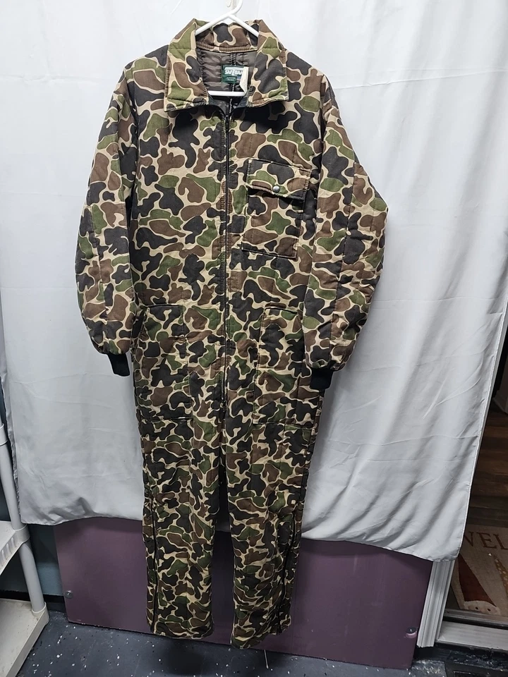 Duck Hunting Camo Coveralls Overalls Insulated Made In USA Sz Large Saftbak - Image 3 of 4