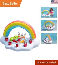 Inflatable Pool Party Cooler - Rainbow Cloud Drink Holder Luau Hawaiian Tropi...