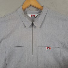 Ben Davis Mens 3XL Half Zip Hickory Stripe Work Shirt Made In USA Short Sleeve