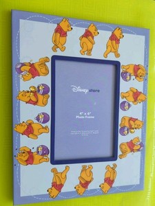 Disney Store Winnie the Pooh 4x6 Photo Frame, EUC, Honey Pot , Blueish-purple