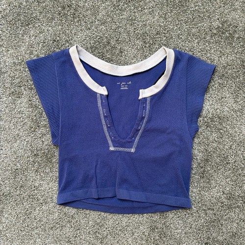Urban Outfitters Out From Under Go For Gold Seamless Crop Top Blue White XS/S