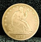 1878 CC Seated Liberty Half Dollar Fine on Grade Scarce DateAbsolutely Genuine