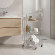 Space-Saving Utility Cart with Wheels Clear Cart with Rails, for tight areas