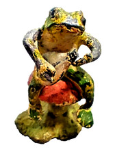 Kaltbemalter Frosch auf Pilz | Wiener Bronze-Stil | Miniaturfigur | 4,6cm