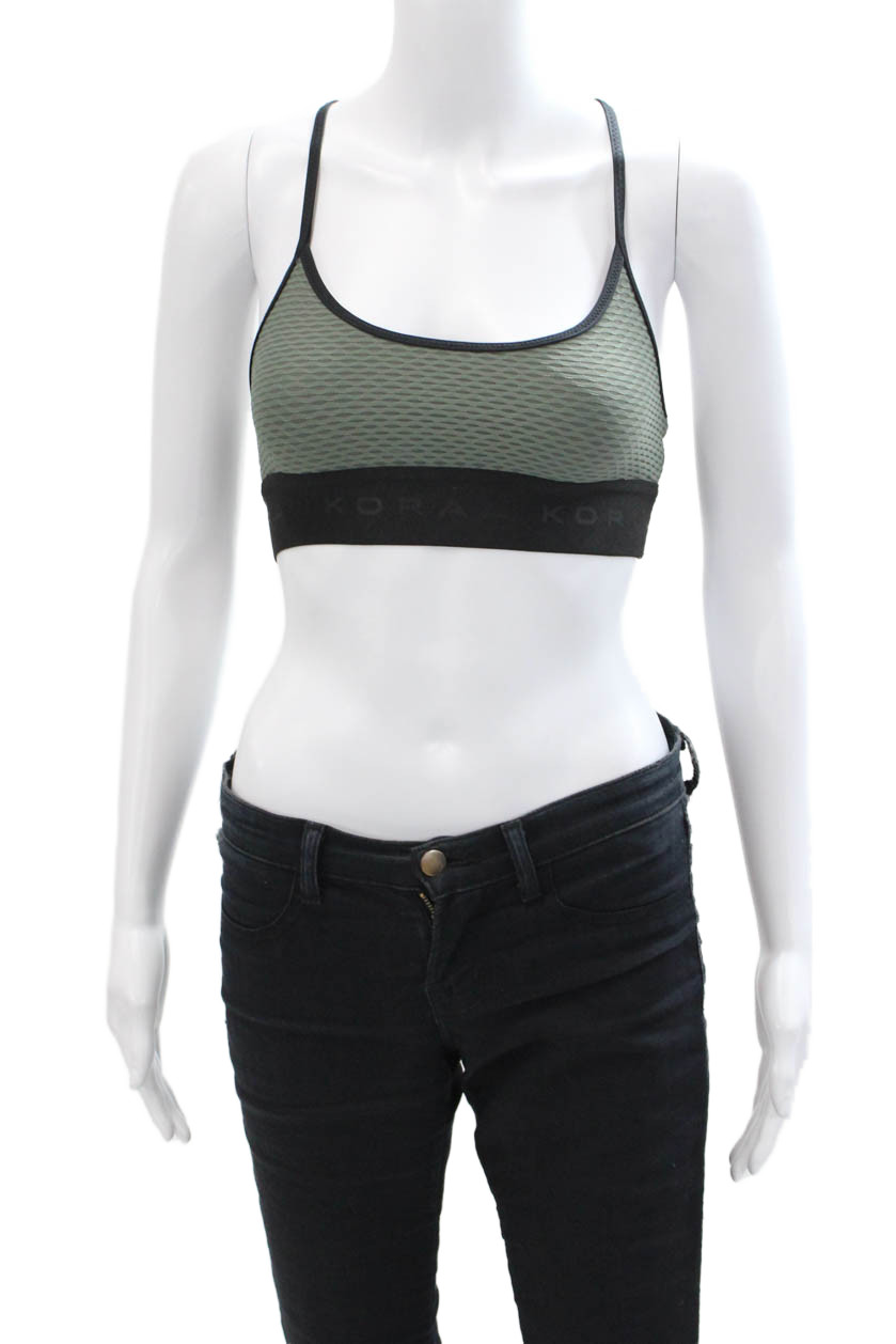 Koral Womens Activewear Racerback Stretch Unlined Sports Bra Green Size XSFree Shipping in US $100+ Orders | $6.95 Orders Below