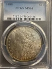 Toned 1888 PCGS Ms 64 Morgan