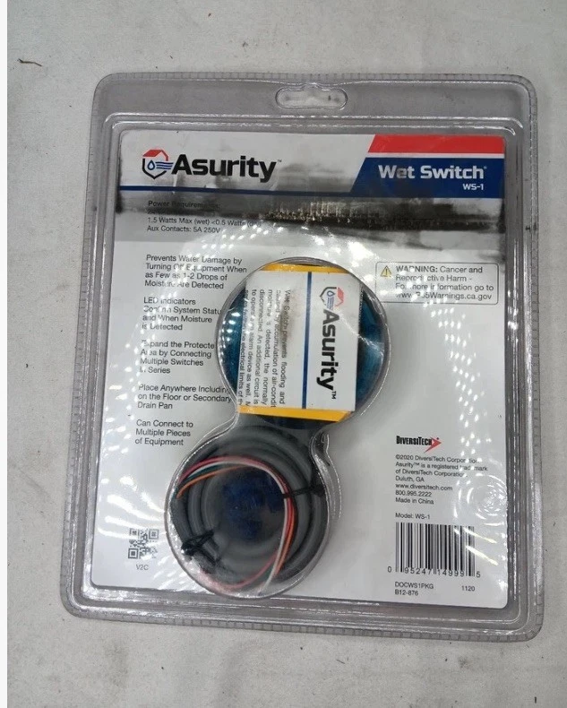 DiversiTech Asurity Wet Switch Flood Water Detector WS-1. NEW Sealed. - Image 3 of 4