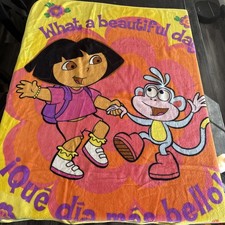 Vintage Dora the Explorer Boots Blanket 50  X 60  Y2K What A Beautiful Day Nick