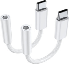 USB Type C to 3.5mm Headphone Jack Adapter 2-Pack for iPhone 17 Air 16 15 Pro