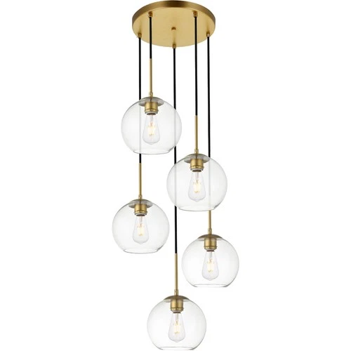 Living District LD2226BR Baxter 5 Light 18.1 inch Brass Pendant Ceiling Light - Picture 2 of 5