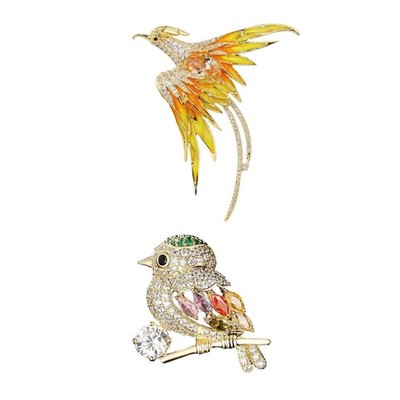2 Stücke Niedlicher Tierischer Brosche Kreativer Diamanten-Vogel-Corsage Pers...