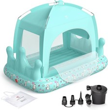 QPAU Princess Inflatable Toddler Bed with Tent, Blow Up Toddler Travel Bed with