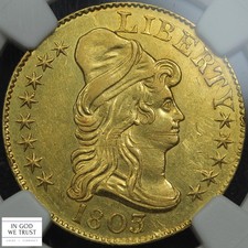 1803/2 Overdate $5 Five Dollar Draped Bust Gold Half Eagle NGC AU Det. Cleaned