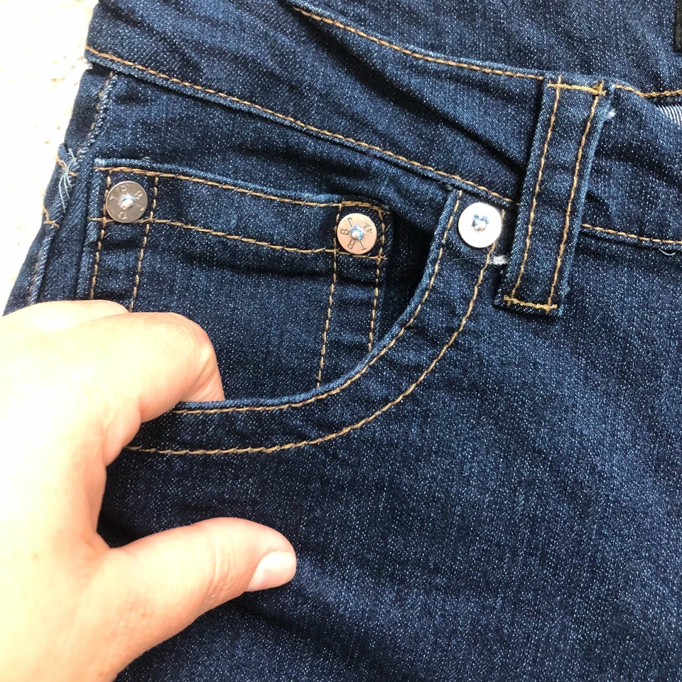 Jeans True Religion 16 meninos jovens azul denim geno descontraído fino cônico elástico - Imagem 3 de 4