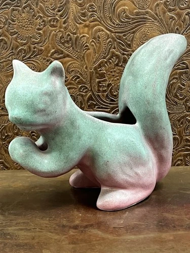 Niloak Vintage Pottery Squirrel Art Planter Blue Purple