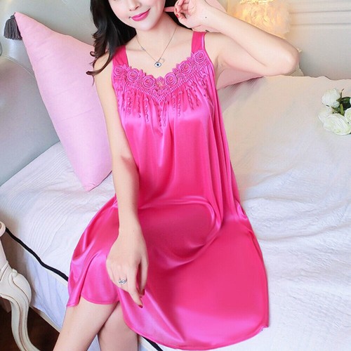 Women Sleeveless V Neck Nightdress Pajamas Nightshirt Summer Loose Sleepwear - Picture 17 of 22