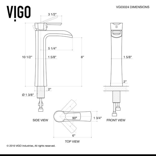 Vigo VG03024BN Einhebel-Badezimmerarmatur, Nickel gebürstet - Bild 2 von 2