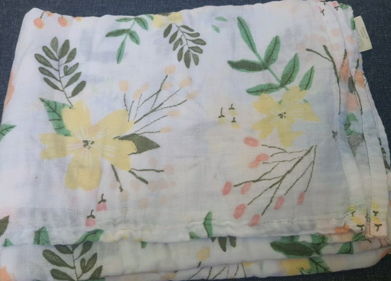 Cloud Island Floral Baby Swaddle Muslin Blanket Flowers Pink Lemonade Soft Lovey-image