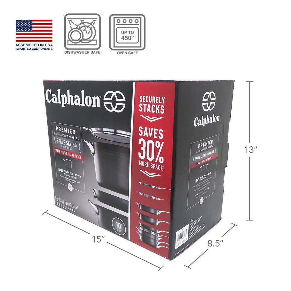 NEW Calphalon Premier Space Saving Nonstick 8qt Stock Pot with Cover eBay