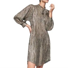 Sabina Musayev Anthropologie Gold/Gray Eugine Shirt Dress Size Small