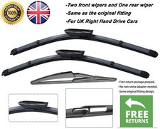 For Citroen C3 Hatchback 2009-2016 Front and Rear Windscreen Wipers 26"16"12"