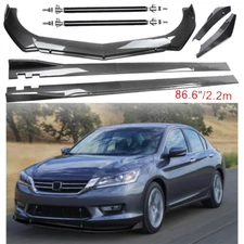 For HONDA ACCORD Carbon Fiber Front Bumper Lip Spoiler & Side Skirt