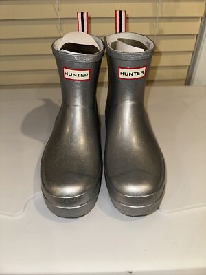 New!!! Womens Hunter Silver Play Short Cosmic Boot US Size 9
