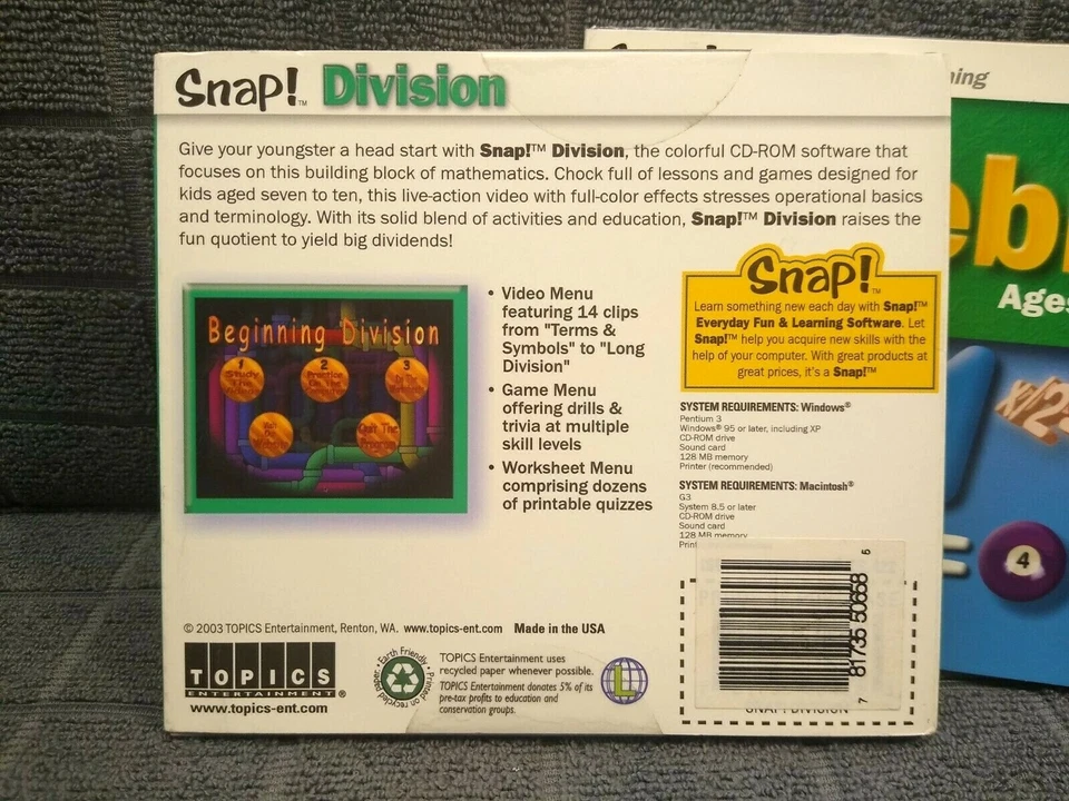 Snap! Algebra & Division (Windows/MAC) Learning Software BRAND NEW! - Image 3 of 4
