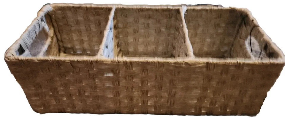 Mainstays 3-Compartment Storage Basket Set With Handles Paper Rope Basket - Grey - Image 3 of 3