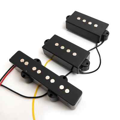 4-String Bass Humbucker Pickup Set Black PB & JB Style with Fiber Bobbin