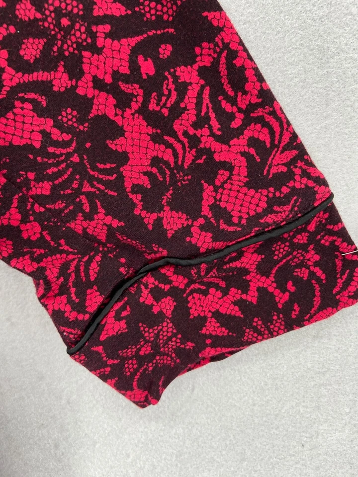 Soma Intimates Nightgown Womens Sz XL Red Black Floral 3/4 Sleeve Cotton Blend - Image 3 of 4