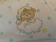 Vtg Baby Morgan Teddy Beddy Bear Fitted Crib Sheet Nursery Bedding moon stars