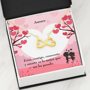 Amare Infinito Acciaio Inox Ciondolo Messaggio Scheda Spagnolo Gioielli Regalo Ebay