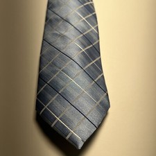 Michael Kors Neck Tie Sky Blue Troy Grid Silk Blend MSRP 69.50 NWT