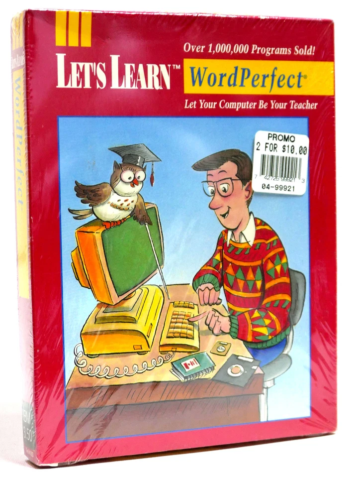 Vintage Broderbund Let's Learn Word Perfect DOS 3.50" Floppy Disc SEALED NOS - Image 3 of 4