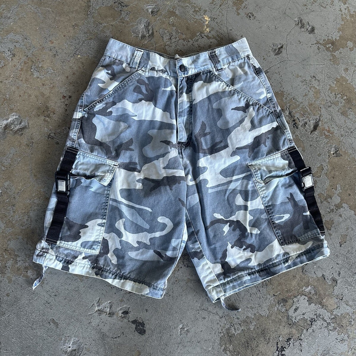 90s 00s Macgear rave shorts y2k ストリート Vintage 90s Y2K MacGear Blue Baggy Camo Shorts 32x30 Skater Rave