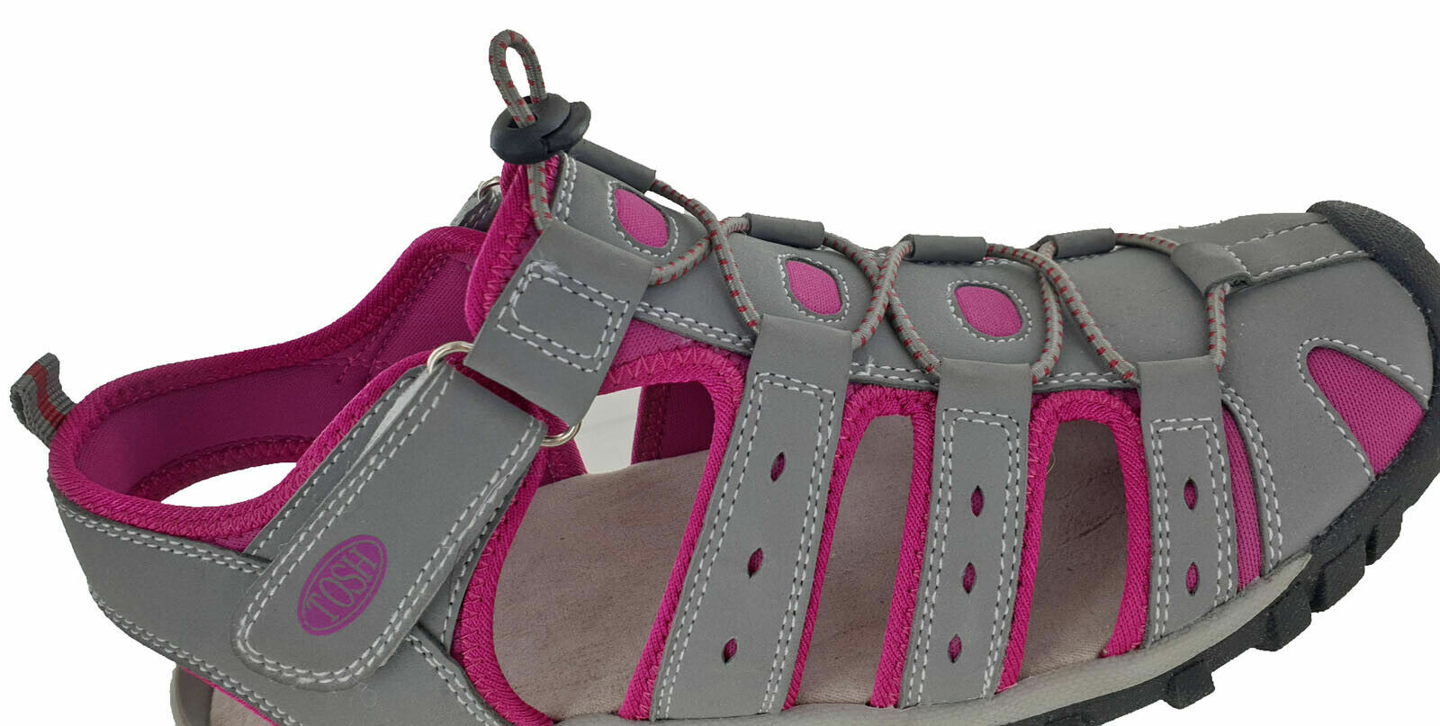 Ladies Grey Sandals Sea Shoes Closed Toe Sports Twin Strap & Toggle