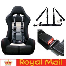 Black Universal 2'' 4pt Latch Lock Buckle Car Racing Safety Harness Seat Belt UK