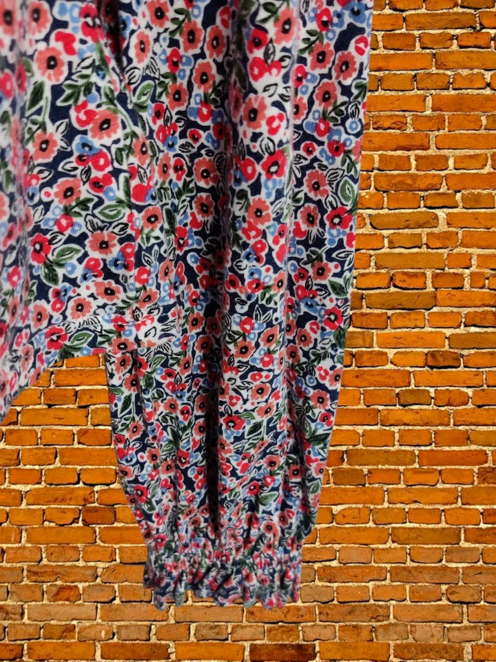 MUJER SUELO TALLA UK 8 ROJO CORAL FLORAL CUELLO EN V CLARO CÁRDIGAN JUMPER VOLANTES PUÑO Foto 4 de 4